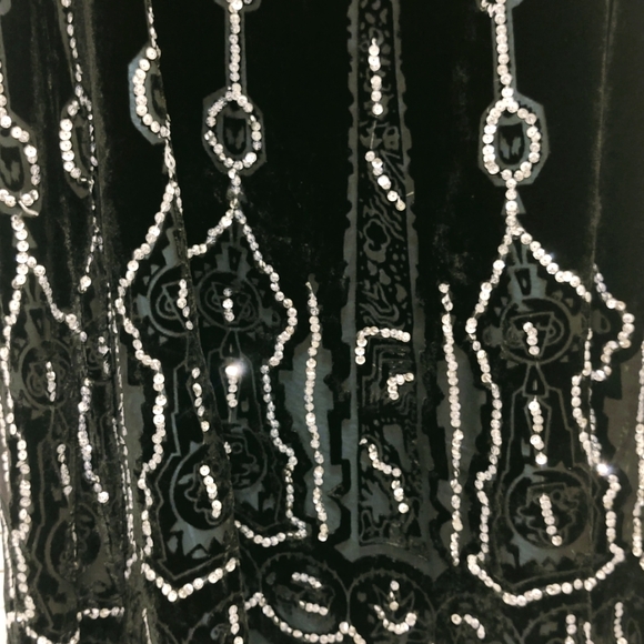 Vintage Carole Little Black Velvet/Silver Sequins Boho Holiday Skirt S/M - Picture 4 of 7